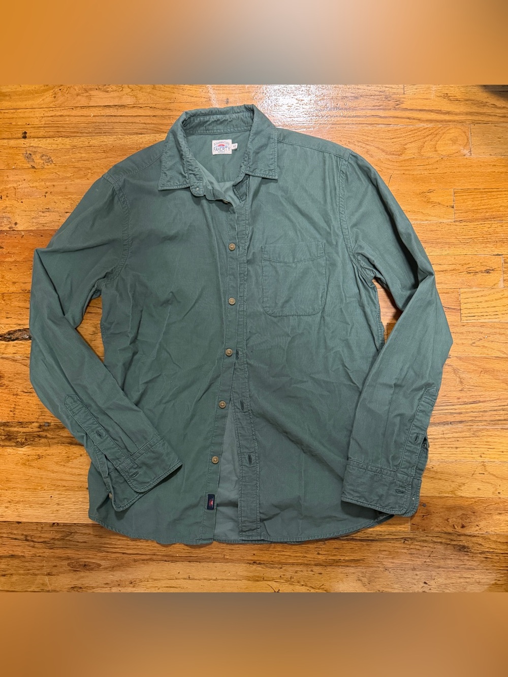 Green Faherty’s corduroy button up women’s shirt